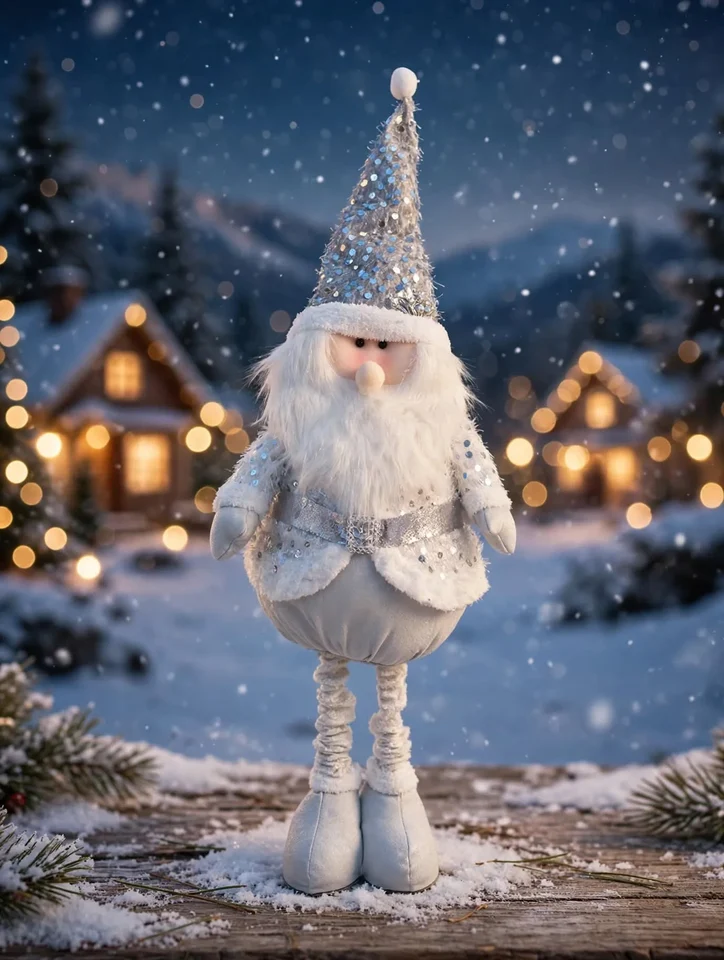Papá Noel Gnomo Nórdico Blanco y Plata 70-110cm · fotografía 1