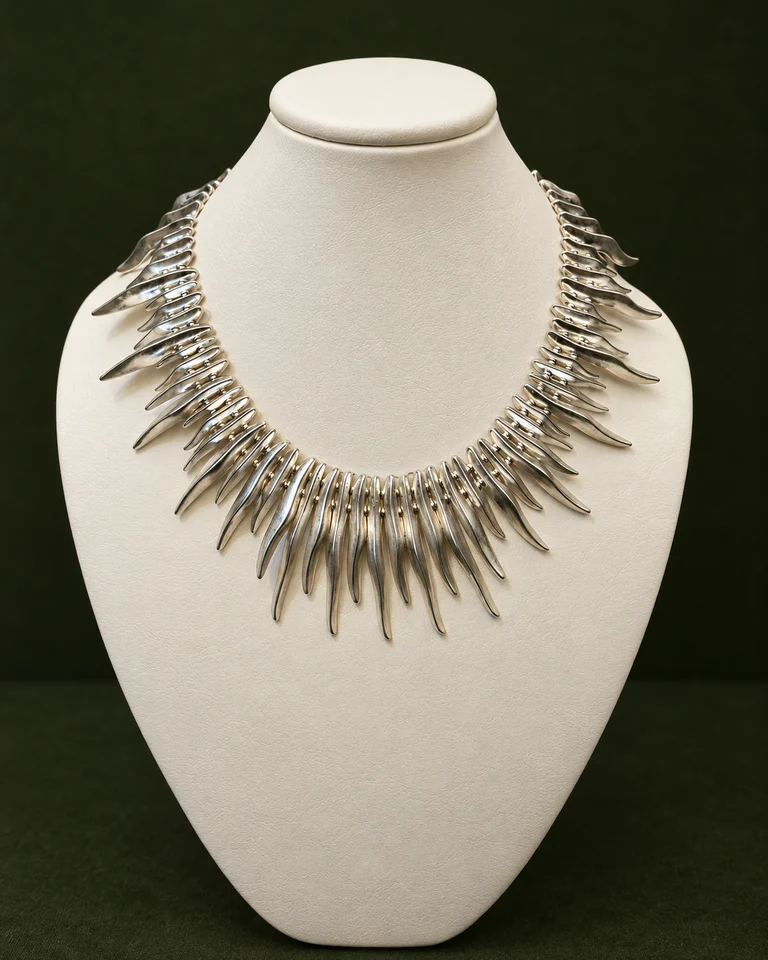 Collar solar plateado · fotografía 2