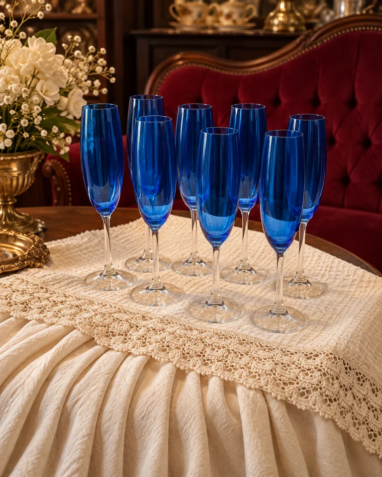 Copas champagnes cristal bohemia celeste transparente · fotografía 1