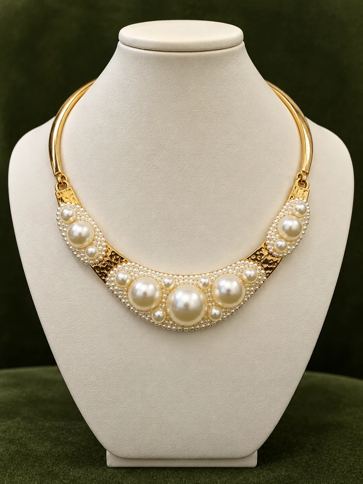 Collar pechera dorado con perlas · fotografía 1
